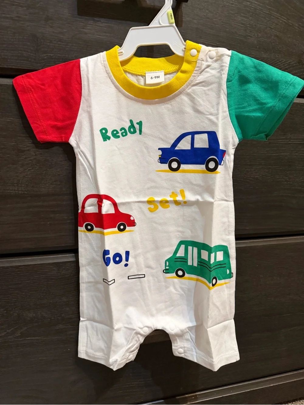 Ready Set Go! Baby Romper with Colorful Cars